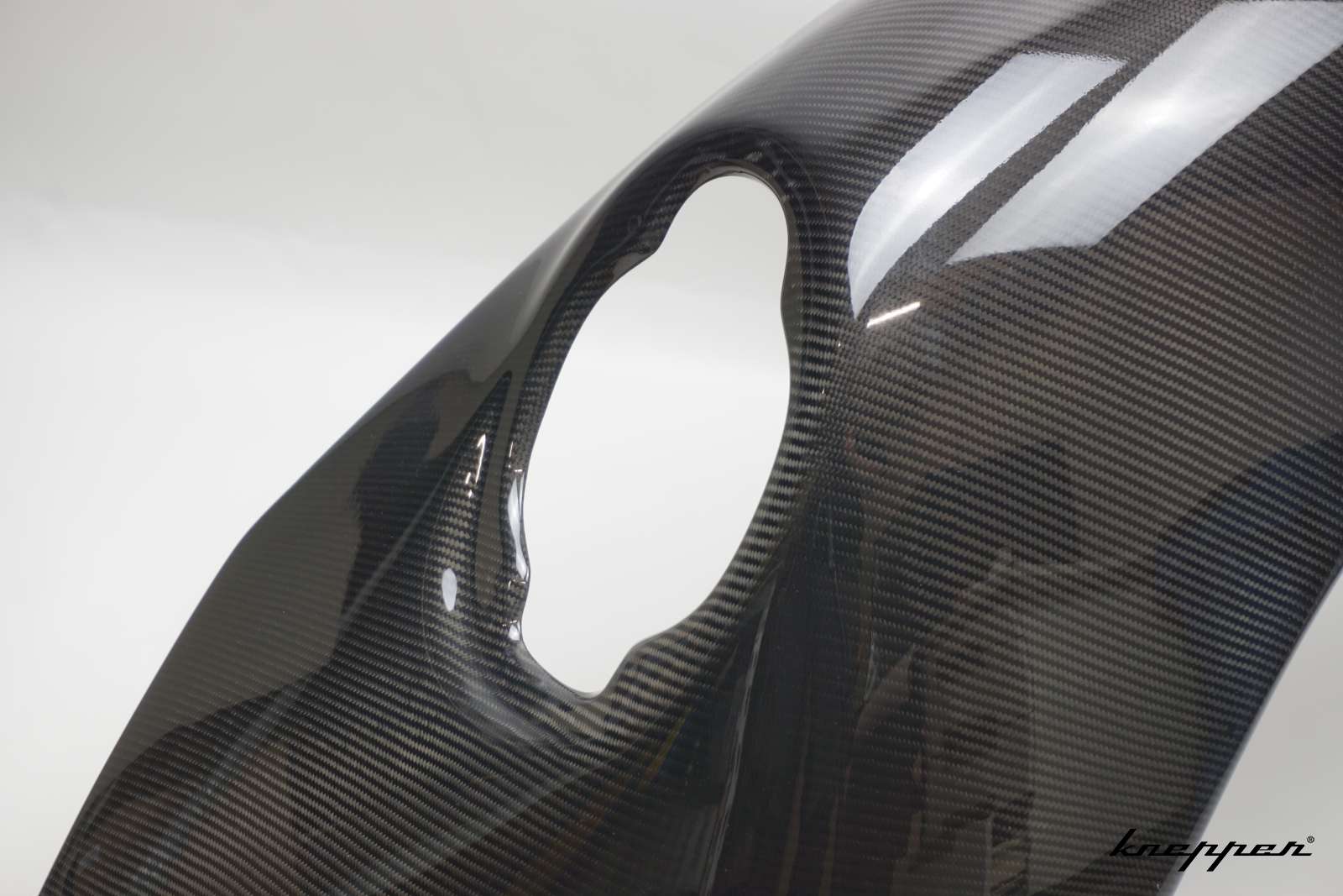 VW Käfer Kotflügel 3cm Innenverbreitert, Carbon Klarlack, hinten, Beifahrerseite, große Rückleuchte
