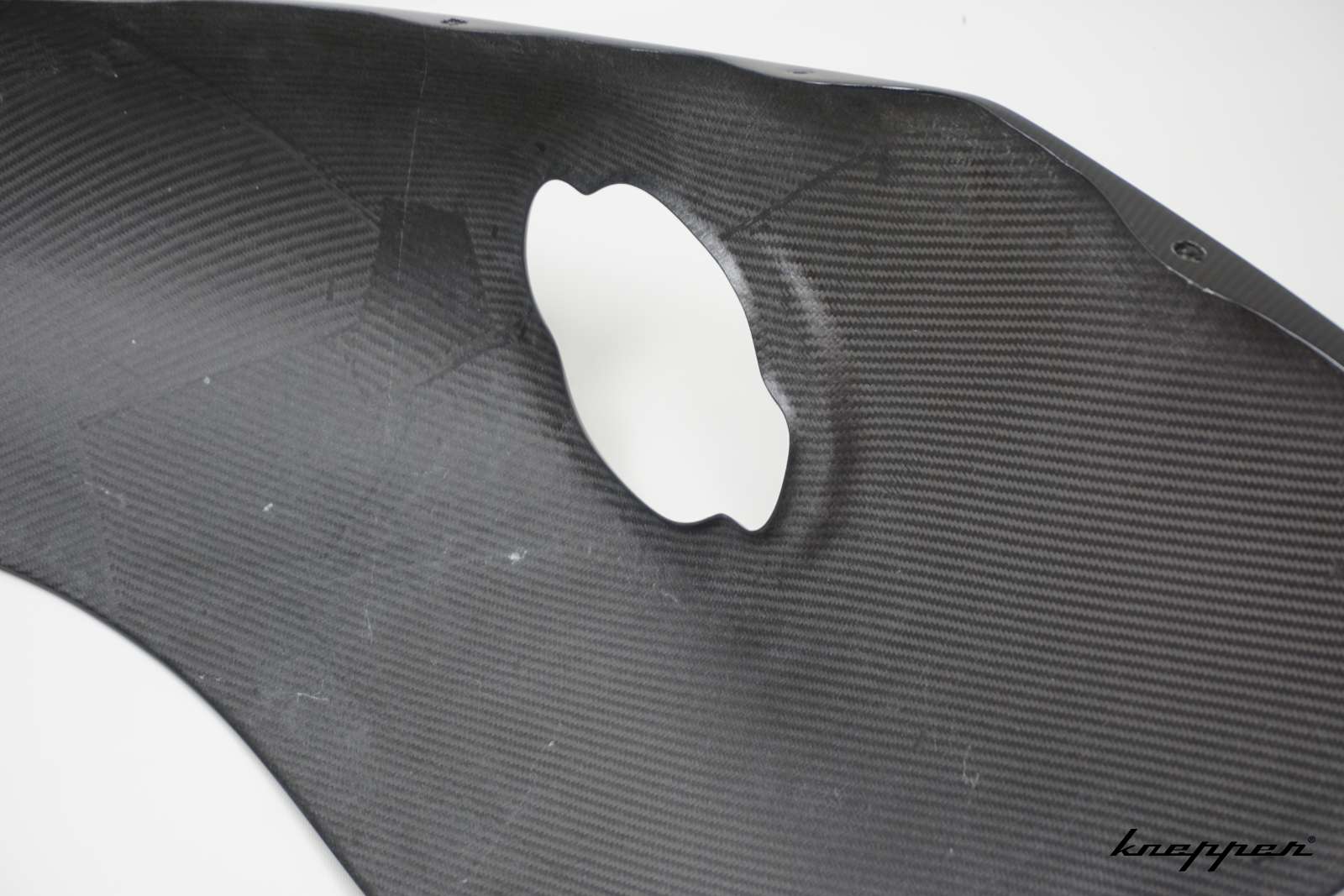 VW Käfer Kotflügel 3cm Innenverbreitert, Carbon Klarlack, hinten, Beifahrerseite, große Rückleuchte