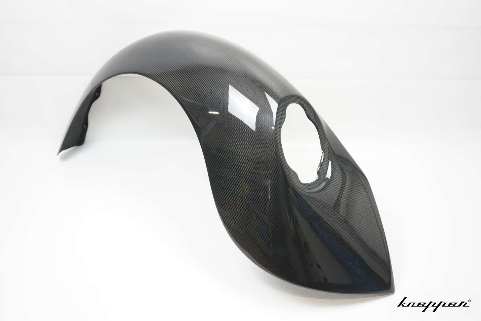 VW Käfer Kotflügel 3cm Innenverbreitert, Carbon Klarlack, hinten, Fahrerseite, große Rückleuchte