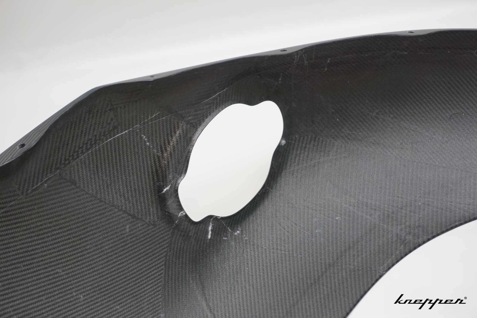 VW Käfer Kotflügel 3cm Innenverbreitert, Carbon Klarlack, hinten, Fahrerseite, große Rückleuchte