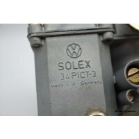 VW Käfer original Solex 34 Pict-3 Vergaser auf 39mm Drosselklappe bearbeitet inkl. passendem Ansauggeweih, Überholt, im Austausch